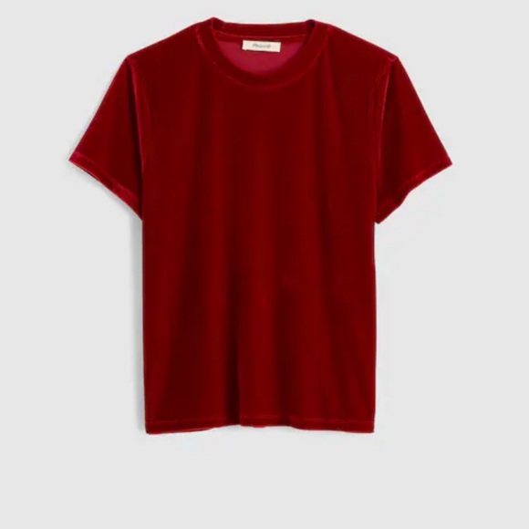 Madewell Tops - Madewell Velvet Relaxed Tee in Ruby